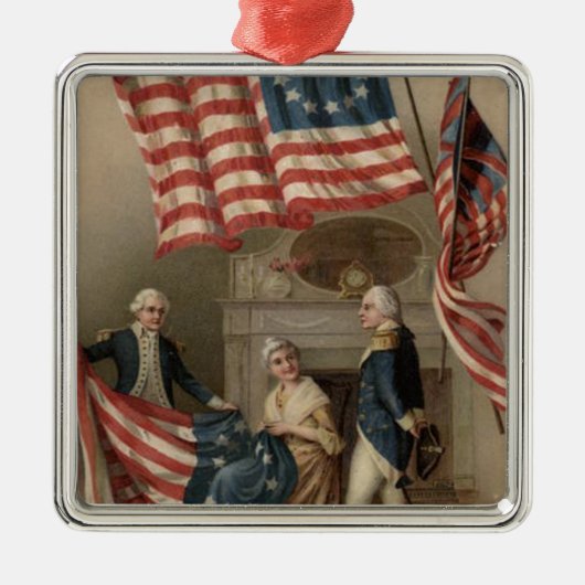 Amerikaanse vlag Betsy Ross George Washington Metalen Ornament (Voorkant)