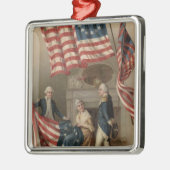 Amerikaanse vlag Betsy Ross George Washington Metalen Ornament (Links)