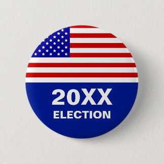 Amerikaanse vlag & bewerkbare verkiezingstekst kno ronde button 5,7 cm