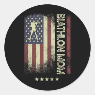 Amerikaanse vlag - Biathlon Mom 1 Ronde Sticker