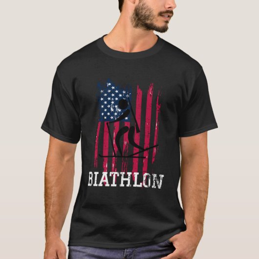 Amerikaanse vlag biatlon t-shirt (Voorkant)