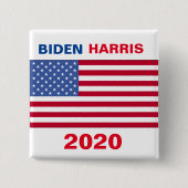 AMERIKAANSE VLAG BIDEN HARRIS 2020 VIERKANTE BUTTON 5,1 CM (Voorkant)