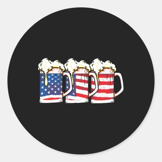 Amerikaanse vlag bierbrouwerij 4 juli ronde sticker (Voorkant)