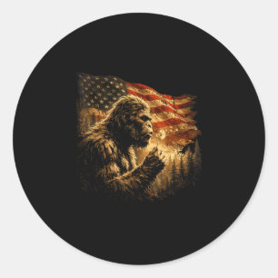 Amerikaanse vlag bigfoot blaast paardenbloem vinta ronde sticker