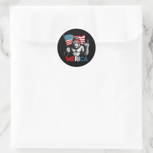 Amerikaanse vlag Bigfoot Ronde Sticker (Tas)