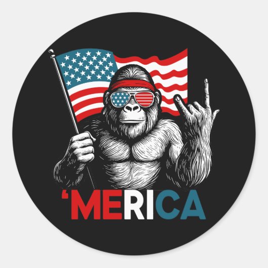Amerikaanse vlag Bigfoot Ronde Sticker (Voorkant)