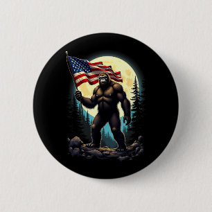 Amerikaanse Vlag Bigfoot Sasquatch Kamperen Wandel Ronde Button 5,7 Cm