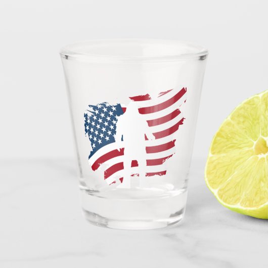 Amerikaanse vlag Bigfoot Whiskey Shot Glass Glas (Voorkant)
