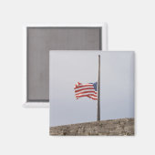 Amerikaanse vlag bij Half Mast (Verenigde Staten) Magneet (Voorkant / Achterkant)