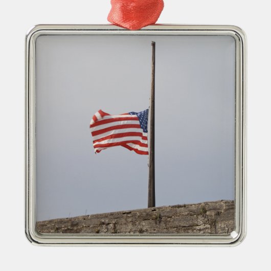 Amerikaanse vlag bij Half Mast (Verenigde Staten) Metalen Ornament (Voorkant)
