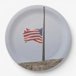Amerikaanse vlag bij Half Mast (Verenigde Staten) Papieren Bordje