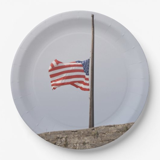 Amerikaanse vlag bij Half Mast (Verenigde Staten) Papieren Bordje (Voorkant)