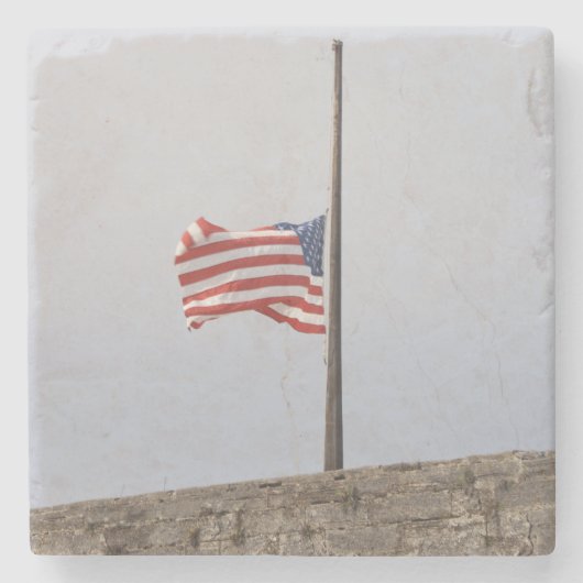 Amerikaanse vlag bij Half Mast (Verenigde Staten) Stenen Onderzetter (Voorkant)