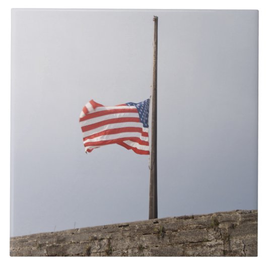 Amerikaanse vlag bij Half Mast (Verenigde Staten) Tegeltje (Voorkant)