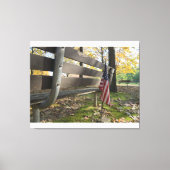 Amerikaanse vlag bij Park Bench Canvas Afdruk (Voorkant)