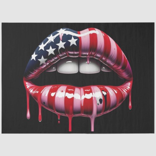 Amerikaanse vlag bijtende lippen ontkoppeling tissuepapier (Voorkant)