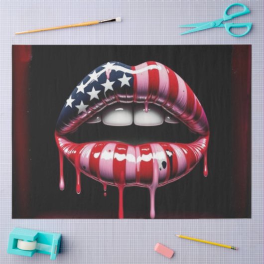 Amerikaanse vlag bijtende lippen ontkoppeling tissuepapier (Craft)