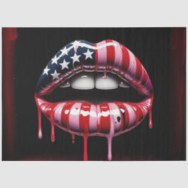 Amerikaanse vlag bijtende lippen ontkoppeling tissuepapier