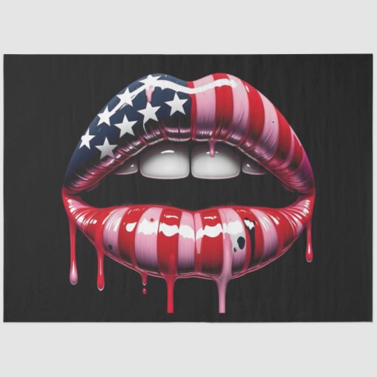 Amerikaanse vlag bijtende lippen ontkoppeling tissuepapier (Voorkant)