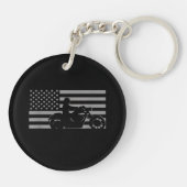 Amerikaanse Vlag Biker Motorfiets Korte Mouwen Sleutelhanger (Achterkant)