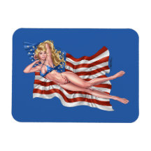 Amerikaanse vlag Bikini Pinup Girl van Al Rio