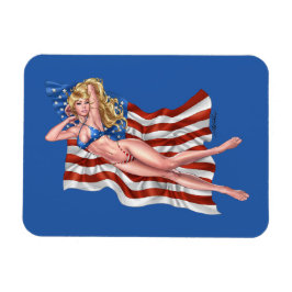 Amerikaanse vlag Bikini Pinup Girl van Al Rio Magneet