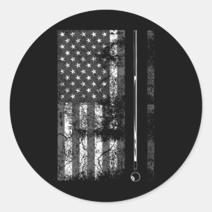 Amerikaanse Vlag Biljartstok Cute Tafel Game Grapp Ronde Sticker
