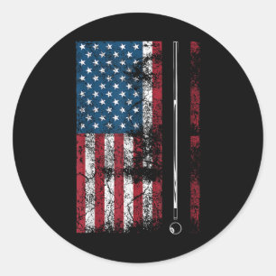 Amerikaanse Vlag Biljartstok Cute Tafel Game Grapp Ronde Sticker