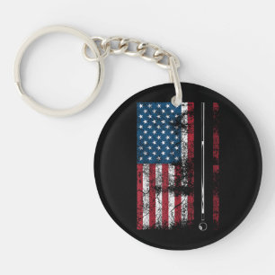 Amerikaanse Vlag Biljartstok Cute Tafel Game Grapp Sleutelhanger