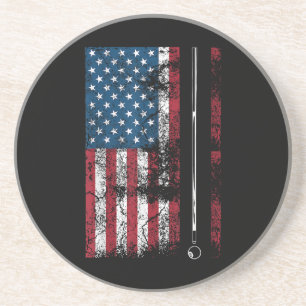 Amerikaanse Vlag Biljartstok Cute Tafel Game Grapp Zandsteen Onderzetter