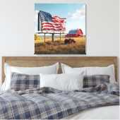 Amerikaanse vlag billboard op het Boerderij Canvas Afdruk (Insitu (Slaapkamer))