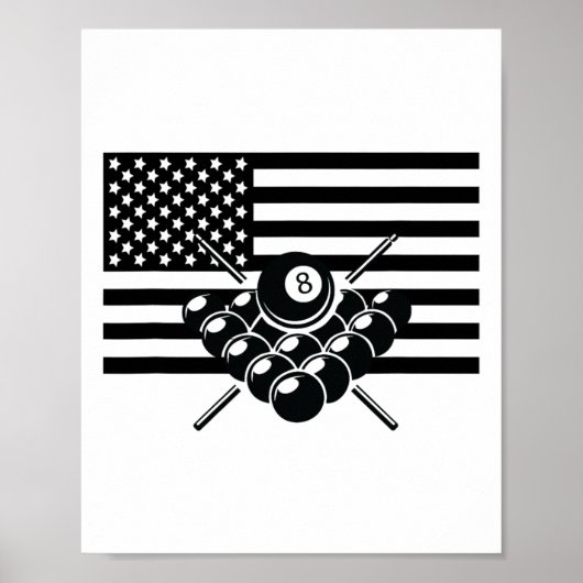 Amerikaanse vlag Billiards Apparel - Billiards Poster (Voorkant)