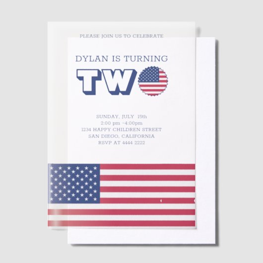 Amerikaanse vlag Birthday Vellum Uitnodigingen (Offset)