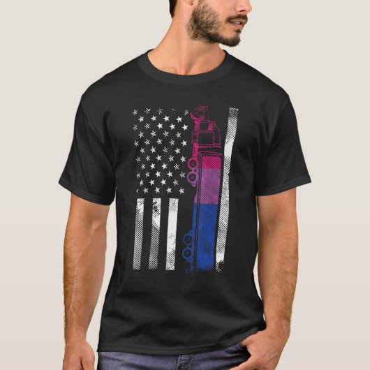 Amerikaanse vlag Bisexual Truck Bi Pride Lgbtq Dri T-shirt (Voorkant)