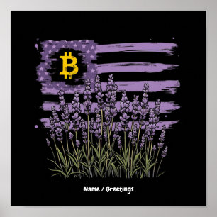Amerikaanse Vlag Bitcoin BTC Revolutie Grappige Cr Poster