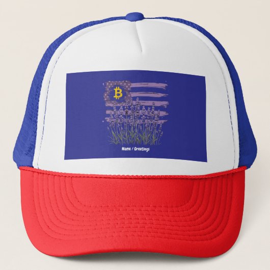Amerikaanse vlag Bitcoin BTC Revolution Grappige C Trucker Pet (Voorkant)