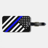 Amerikaanse vlag Black en White Thin Blue Line Bagagelabel (Achterkant horizontaal)