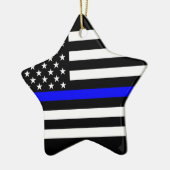 Amerikaanse vlag Black en White Thin Blue Line Keramisch Ornament (Links)