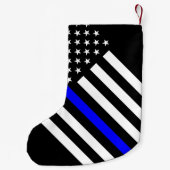Amerikaanse vlag Black en White Thin Blue Line Kleine Kerstsok (Achterkant)