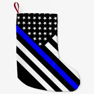 Amerikaanse vlag Black en White Thin Blue Line Kleine Kerstsok