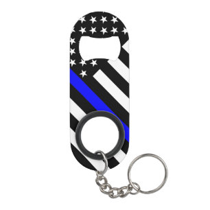 Amerikaanse vlag Black en White Thin Blue Line Mini Flessenopener
