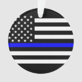 Amerikaanse vlag Black en White Thin Blue Line Ornament (voorkant)