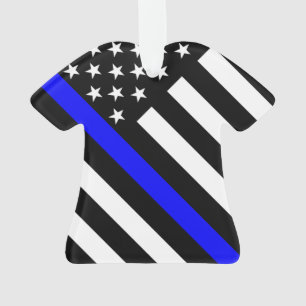 Amerikaanse vlag Black en White Thin Blue Line Ornament