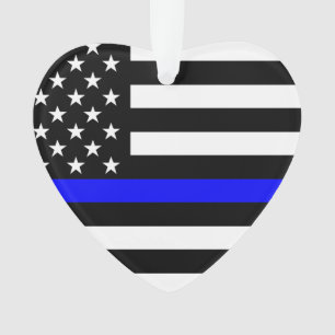 Amerikaanse vlag Black en White Thin Blue Line Ornament