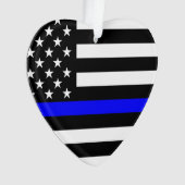 Amerikaanse vlag Black en White Thin Blue Line Ornament (voorkant)