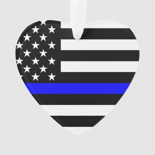 Amerikaanse vlag Black en White Thin Blue Line Ornament (achterkant)