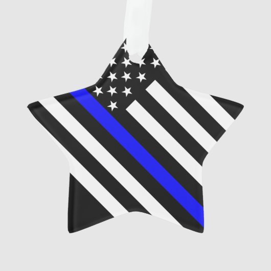 Amerikaanse vlag Black en White Thin Blue Line Ornament (achterkant)