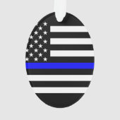 Amerikaanse vlag Black en White Thin Blue Line Ornament (achterkant)