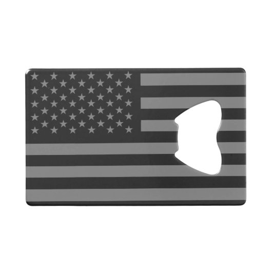 Amerikaanse vlag Black Gray Creditkaart Flessenopener (Voorkant (Horizontaal))