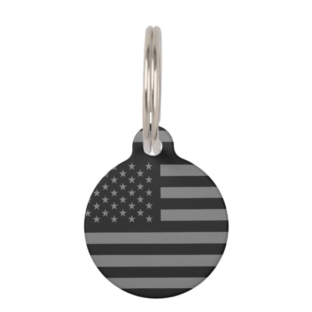 Amerikaanse vlag Black Gray Huisdierpenning (Achterkant)